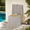 FURNIinspire Deck Boxes 50 Gallon Deck Box, Outdoor And Indoor Storage Container, Waterproof Resin Storage Bin, Storage Box, Light Brown, 22“*22”*24“ -HV GUEST 01a79a3f 247c 476d bec2 3b4afa96f9d2