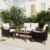 FURNIinspire Patio Seating Sets 4-Pieces Outdoor Wicker Seating Set, Conversation Sofa Set, Sofa Set And Wood Table, Brown And Beige, 46“*25”*28“