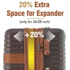 FURNIinspire Bag And Luggage Sets 24 Inch Luggage Set, Lightweight Checked Suitcase With 2 Mesh Bag Travel Business, Brown, 11"*15.9"*25.2" -HV GUEST 04004e80 6dac 4cc0 8ad2 46db17c16c6c