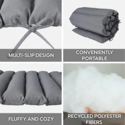 FURNIinspire Outdoor Seat Cushions 2pcs Waterproof Patio Seat Cushion, Breathable Lounge Chair Cushion Replacement, Gray, 73"*24"*2.36"