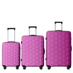 FURNIinspire Bag And Luggage Sets 3 Piece Travel Luggage With Rolling Wheels, Lightweight Hard Shell Suitcase Set, Pink, 20.08"*11.81"*30.12" -HV GUEST 062fb948 c930 4e0e b584 aacd6a5eead8