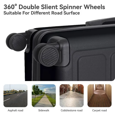 FURNIinspire Bag And Luggage Sets Hard Shell 3 Piece Suitcase Set, Travel Luggage Business Suitcases With Wheels, Black, 19.88"*10.63"*29.92" 6 FURNIinspire Bag And Luggage Sets Hard Shell 3 Piece Suitcase Set, Travel Luggage Business Suitcases With Wheels, Black, 19.88"*10.63"*29.92" - Image 4