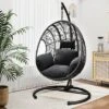 FURNIinspire Patio Swings Hanging Chair With Seat Cushion For Relaxation, Outdoor Indoor Wicker Swing Egg Chair With Stand, Gray, 42“*47"*73" -HV GUEST 06b37129 79c5 491b aadf a7b34ac3bcde