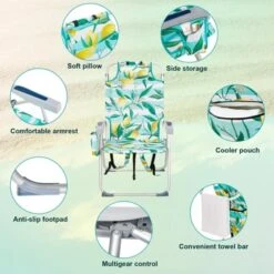 FURNIinspire Outdoor Portable Chair Adjustable Back And Extra Storage For Comfort And Relaxation, Lemon, 24.8"*27.56"*38.89" -HV GUEST 07156dd9 b3d2 4fdd aa41 3eaa73c9e52c