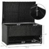 FURNIinspire Utility Storage Cabinet Outdoor Deck Box Shoe Storage PE Rattan Wicker Towel Rack With Furniture Cushions, Black, 39.80"*5.90"*25.00"