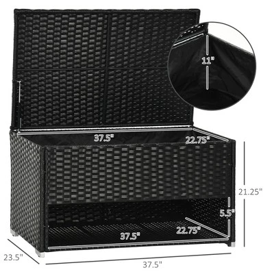 FURNIinspire Utility Storage Cabinet Outdoor Deck Box Shoe Storage PE Rattan Wicker Towel Rack With Furniture Cushions, Black, 39.80"*5.90"*25.00" 3 FURNIinspire Utility Storage Cabinet Outdoor Deck Box Shoe Storage PE Rattan Wicker Towel Rack With Furniture Cushions, Black, 39.80"*5.90"*25.00"