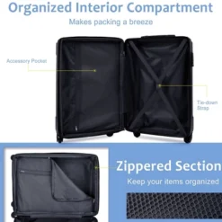 FURNIinspire Bag And Luggage Sets 20 Inch Luggage Set, Lightweight Checked Suitcase With 2 Mesh Bag Travel, Sky Blue, 8.3"*13.6"*21.5" -HV GUEST 09b7de81 0b3e 4967 9f63 65bd20d8ba38