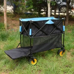 Furniinspire Wheelbarrows And Lawn Carts Big Large Capacity Folding Cart, Extra Long Extender Wagon Cart, Black And Blue, 53“*20"*51" -HV GUEST 0a5a918f ca8f 4c06 9885 133cc36ce0e8
