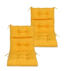 FURNIinspire Outdoor Seat Cushions 2 Pcs Set High Back Patio Chair Cushions, Solid Color Seat Cushion For Garden Porch, Yellow, 44"*22"*4" -HV GUEST 0bdec6fe cecb 4a78 9b83 77e0b1884c7f