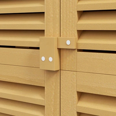 FURNIinspire Utility Storage Cabinet Wooden Outdoor Storage Cabinet Storage With Asphalt Roof 2 Wood Doors With Lock, Yellow, 38.40"*23.00"*13.40" 5 FURNIinspire Utility Storage Cabinet Wooden Outdoor Storage Cabinet Storage With Asphalt Roof 2 Wood Doors With Lock, Yellow, 38.40"*23.00"*13.40" - Image 3