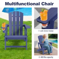FURNIinspire Patio Accent Chairs Outdoor Folding Chairs Adirondack Chair, Portable Chair With Handles For Backyard, Navy Blue, 31.4"*29.6"*36.4" -HV GUEST 0cfeb7e2 0bb8 4bff b290 e1d473a15808