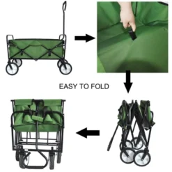 FURNIinspire Wheelbarrows And Lawn Carts Multi-Purpose Outdoor Utility Cart, Folding Garden Wagon For Beach, Camping, Shopping, Green, 37“*20"*45" -HV GUEST 0daa97fa 9e55 431b be7e 0774d312c270