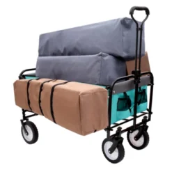 FURNIinspire Outdoor Serving Carts 360lbs Foldable Wagon Cart Beach Wagon Utility Cart Wagon Grocery Cart For Fishing, Blue, 35.04"*21.65"*38.98" -HV GUEST 0fe8733b ee04 47e2 98fd ac4472175627