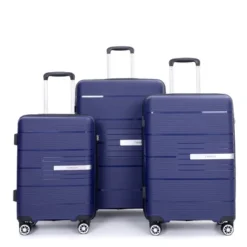 FURNIinspire Bag And Luggage Sets 3 Piece Travel Suitcase Set With Spinner Wheels, Stylish Lightweight Carry On Luggage, Blue, 18.9"*11.77"*28.94" -HV GUEST 11983139 8560 4623 bc1d c9a0ca36268e