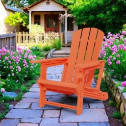 FURNIinspire Patio Accent Chairs Outdoor Folding Chairs Adirondack Chair, Portable Chair With Handles For Beach, Backyard, Orange, 31.4"*29.6"*36.4" -HV GUEST 11d78426 7509 49d2 8b62 d1e3600cd522