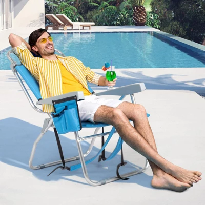 FURNIinspire Outdoor Portable Chair Adjustable Back With Extra Storage For Outdoor Adventures, Blue, 24.8"*25.6"*32.28" 4 FURNIinspire Outdoor Portable Chair Adjustable Back With Extra Storage For Outdoor Adventures, Blue, 24.8"*25.6"*32.28" - Image 2