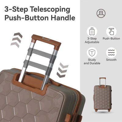 FURNIinspire Bag And Luggage Sets 3 Piece Travel Luggage With Rolling Wheels, Lightweight Hard Shell Suitcase Set, Brown, 20.08"*11.81"*30.12" 6 FURNIinspire Bag And Luggage Sets 3 Piece Travel Luggage With Rolling Wheels, Lightweight Hard Shell Suitcase Set, Brown, 20.08"*11.81"*30.12" - Image 4