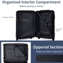 FURNIinspire Bag And Luggage Sets 20 Inch Luggage Set, Lightweight Checked Suitcase With 2 Mesh Bag Travel Business, Blue, 8.3"*13.6"*21.5" -HV GUEST 13df8106 bf24 40da a005 4d990a86b5b8