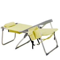 FURNIinspire Outdoor Portable Chair Patio Folding Chairs 5 Position Recline With Extra Storage For Backyard, Beach, Yellow, 24.8"*27.56"*38.98" -HV GUEST 15a2da4e e3d6 418e 8b58 91bd1339d094