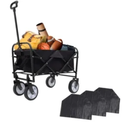 FURNIinspire Outdoor Serving Carts Minimeetall Multi-use Bag Collapsible Foldable Wagon Cart Beach Wagon For Camping, Black, 25.98"*17.32"*37.4" -HV GUEST 162d4e77 53c8 45e0 bced 827cbc22e797
