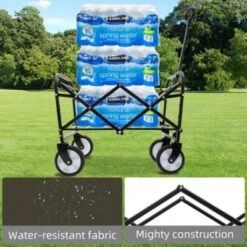 FURNIinspire Outdoor Serving Carts Fish 250L Collapsible Wagon Beach Wagon With Big Wheels For Camping, Sports, Green, 25.98"*17.32"*37.4" -HV GUEST 1680c304 d6bd 4d47 b5aa ee9b5133ed5c