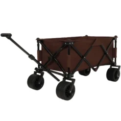 FURNIinspire Wheelbarrows And Lawn Carts Utility Park Garden Cart, Heavy Duty Garden Cart Folding Camping Cart, Brown, 37.8"*21.65"*34.33" -HV GUEST 1815425e 0b13 402c b20a 2cf07e57ae2c