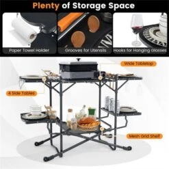 FURNIinspire Outdoor Grills, Griddles And Smokers Professional Camp Kitchen System, For Backcountry, Group Camping, Black, 75.03"*19.23"*6.24" -HV GUEST 1829cde5 b54f 44e2 ae71 923c431d3f3a