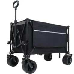 FURNIinspire Outdoor Serving Carts Foldable Garden Cart With Heavy-Duty Wheels 480lbs Load Capacity Portable For Camping, Black, 37.4"*23.03"*38.98" -HV GUEST 18412652 1fe9 4c8a b27e 22a468c98b19