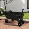 FURNIinspire Outdoor Serving Carts 220Lbs Collapsible Folding Beach Wagon Cart Wagons Carts Heavy Duty Foldable, Black, 35.43"*23.47"*40.16" -HV GUEST 1b07bfc5 5b44 4605 8e76 2ebf429bee85