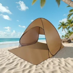 FURNIinspire Camping Tents Pop Up Beach Tent Sun Shade Shelter For Outdoor Beach Camping, Waterproof Tent Canopy, Brown, 64.96"*59.06"*43.3" -HV GUEST 1c6ac6c3 35c7 4dc5 9f13 7b7b12ed8eea
