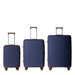 FURNIinspire Bag And Luggage Sets 3 Piece Textured Travel Luggage, Hard Suitcase Set With Wheels, Scratch-Resistant, Navy Blue, 21.46"*12.01"*30.51" -HV GUEST 1c95849a 69b3 4e55 a473 09920ff31724