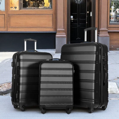 FURNIinspire Bag And Luggage Sets 3 Piece Luggage Set Spinner Suitcase With TSA Lock, Travel Options For Family Travel, Black, 20" 24' 28" 7 FURNIinspire Bag And Luggage Sets 3 Piece Luggage Set Spinner Suitcase With TSA Lock, Travel Options For Family Travel, Black, 20" 24' 28" - Image 5