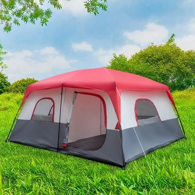 FURNIinspire Camping Tents Large Family Tent For Outdoors, Hiking, Picnic, Beach, Red And White Sun Shelter Tent, Multicolored, 169.2"*169.2"*82.6" 7 FURNIinspire Camping Tents Large Family Tent For Outdoors, Hiking, Picnic, Beach, Red And White Sun Shelter Tent, Multicolored, 169.2"*169.2"*82.6" - Image 5