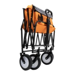 FURNIinspire Outdoor Serving Carts Collapsible Foldable Wagon Cart With Strapping System Beach Wagon Utility Cart, Orange, 35.04"*21.65"*38.98" -HV GUEST 1e05bb0b 75d8 4100 a252 615ce8d40e26