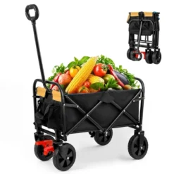 FURNIinspire Wheelbarrows And Lawn Carts Folding Wagon Garden Cart, Lawn Cart With Solid Wheels And Handle, Black And Orange, 30“*15"*36" -HV GUEST 1efc60d6 cf99 4172 b3d1 ba47d70342ff