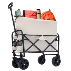 FURNIinspire Outdoor Serving Carts Minimeetall Extention Collapsible Foldable Wagon Cart For Camping Shopping 225lbs, Beige, 25.98"*17.32"*37.4" -HV GUEST 203205ec 3be4 4718 b3c3 6e4c1969b06e