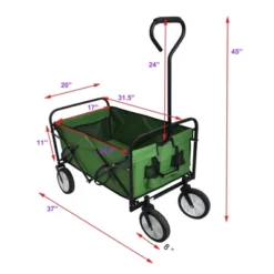 FURNIinspire Wheelbarrows And Lawn Carts Multi-Purpose Outdoor Utility Cart, Folding Garden Wagon For Beach, Camping, Shopping, Green, 37“*20"*45" -HV GUEST 21a9fec3 a5ec 4382 8252 06e5ac46fe46