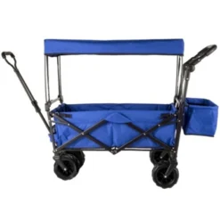 FURNIinspire Outdoor Serving Carts Extra Large Collapsible Garden Cart With Removable Canopy Folding Wagon Utility Carts, Blue, 39"*21.4"*39" -HV GUEST 21d0ad85 ef3a 4e62 bf77 ab30f20026f7