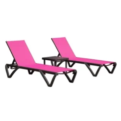FURNIinspire Patio Chaise Lounges Patio 2 Sunbathing Chairs With 5 Adjustable Position, 1 Table For Beach Yard Poolside, Pink, 64.41"*26.69"*27.56" 11 FURNIinspire Patio Chaise Lounges Patio 2 Sunbathing Chairs With 5 Adjustable Position, 1 Table For Beach Yard Poolside, Pink, 64.41"*26.69"*27.56" -HV GUEST 221bfa53 13c7 4e32 a075 ea9c87ba4e46