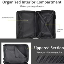 FURNIinspire Bag And Luggage Sets 3 Piece Suitcase Set, Expandable Hard Shell Carry On Luggage Sets, Travel Luggage Black, 12"*18.3"*29.9" -HV GUEST 226b5497 7d77 4358 b75a 3c1329f63f82