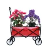 FURNIinspire Wheelbarrows And Lawn Carts Multi-Purpose Outdoor Utility Cart, Foldable Wagon With Metal Frame And Handle, Red, 41“*21"*47"
