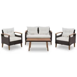 FURNIinspire Patio Seating Sets 4-Pieces Outdoor Wicker Seating Set, Conversation Sofa Set, Sofa Set And Wood Table, Brown And Beige, 46“*25”*28“ 9 FURNIinspire Patio Seating Sets 4-Pieces Outdoor Wicker Seating Set, Conversation Sofa Set, Sofa Set And Wood Table, Brown And Beige, 46“*25”*28“ -HV GUEST 237db747 be95 4185 8413 23773b8adc46