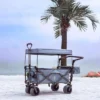 FURNIinspire Outdoor Serving Carts Collapsible Wagon Foldable With Removable Canopy Wheels For All-Terrain Brake For Camping, Gray, 35.4"*19.7"*44.5" -HV GUEST 243e6bcc 859d 4d3b a77d c9ffbed81591