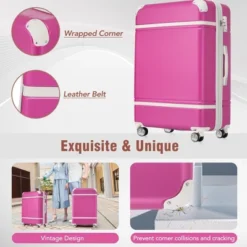 FURNIinspire Bag And Luggage Sets Luggage Sets 3 Pieces Luggage And Cosmetic Case Spinner Suitcase With TSA Lock Lightweight, Pink, 20" 24"" 10 FURNIinspire Bag And Luggage Sets Luggage Sets 3 Pieces Luggage And Cosmetic Case Spinner Suitcase With TSA Lock Lightweight, Pink, 20" 24"" -HV GUEST 2467789a a4d6 41a0 8b00 b0b662069228