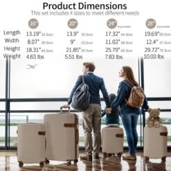 FURNIinspire Bag And Luggage Sets 4 Piece Luggage Set, Carry On Luggage Suitcase With 4 Packing Cubes, Travel Luggage, Beige, 16.69"*12.4"*29.72" -HV GUEST 24d5a56e e75f 494f b739 028455c759fe