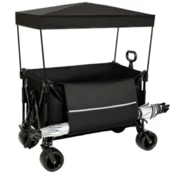 FURNIinspire Outdoor Serving Carts Heavy Duty 500lb Capacity Beach Wagon Foldable Utility Cart For Camping, Black, 37.4"*23.03"*42.52" -HV GUEST 252e892f 9a65 44b3 9ea2 9d689889fd8a