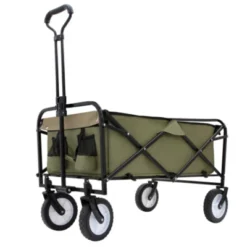 FURNIinspire Outdoor Serving Carts 360lbs Collapsible Foldable Wagon Cart With Strapping System For Camping Shopping, Green, 35.04"*21.65"*38.98" -HV GUEST 254d5236 5473 418b a35a 3e68ca280000