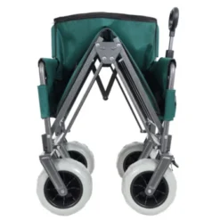 FURNIinspire Outdoor Serving Carts 3-in-1 Folding Wagon With Bench Seat 500lbs Capacity, Beach Tires For Camping Beach, Green, 40.94"*25.2"*44.29" -HV GUEST 257cdffd e137 4cde bc83 d00939166951