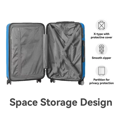 FURNIinspire Bag And Luggage Sets 3 Piece Rolling Luggage, Hard Shell Travel Suitcases Set With Wheels Telescopic Handle, Blue, 21.06"*11.42"*30.12" 3 FURNIinspire Bag And Luggage Sets 3 Piece Rolling Luggage, Hard Shell Travel Suitcases Set With Wheels Telescopic Handle, Blue, 21.06"*11.42"*30.12"