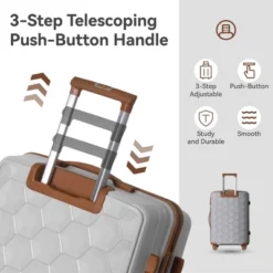 FURNIinspire Bag And Luggage Sets 3 Piece Travel Luggage With Rolling Wheels, Lightweight Hard Shell Suitcase Set, Grey, 20.08"*11.81"*30.12" -HV GUEST 266d187f b7f3 4b78 9aa0 9c5e81fd43ce